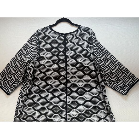 Cj Banks Womens Tunic Top Round Neck Asymmetrical Size 3X Black White 3/4 Sleeve - Picture 11 of 12